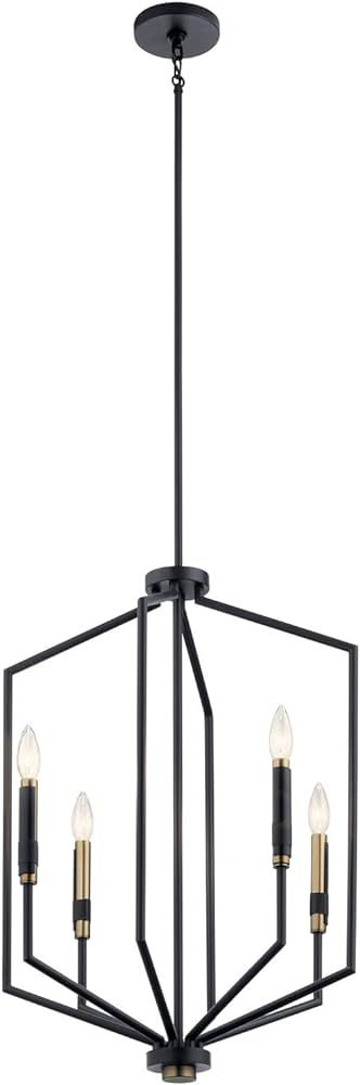 Kichler Armand 27 inch 4 Light Foyer Pendant in Black and Bronze Finish | Amazon (US)