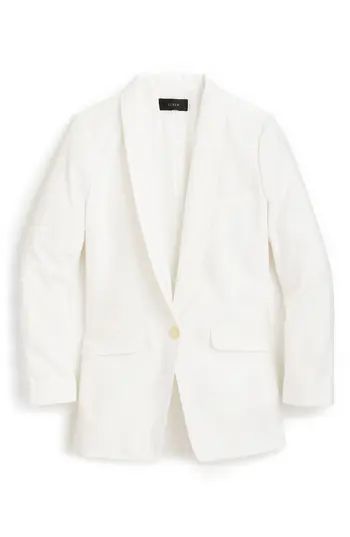 Women's J.crew Unstructured Shawl Collar Cotton Linen Blazer, Size 00 - White | Nordstrom