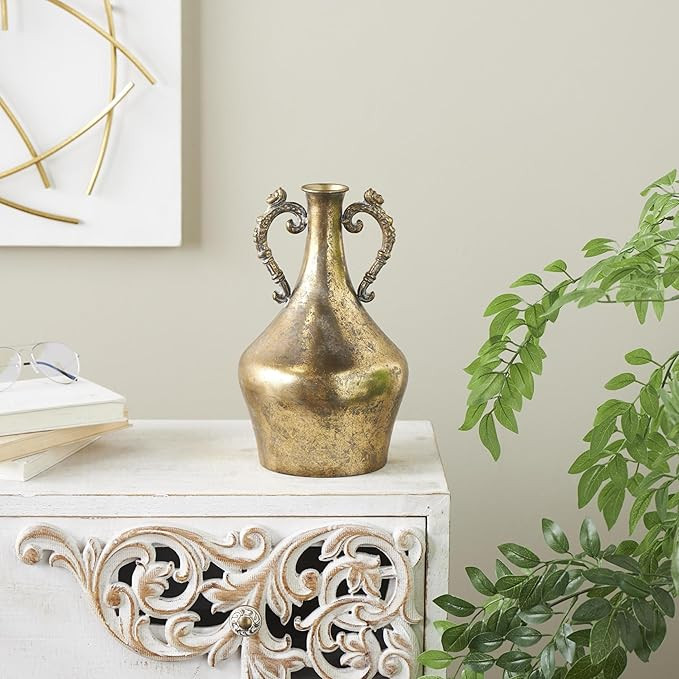 Deco 79 Metal Decorative Vase Weathered Vintage Amphora Centerpiece Vase with Ornate Scroll Handl... | Amazon (US)