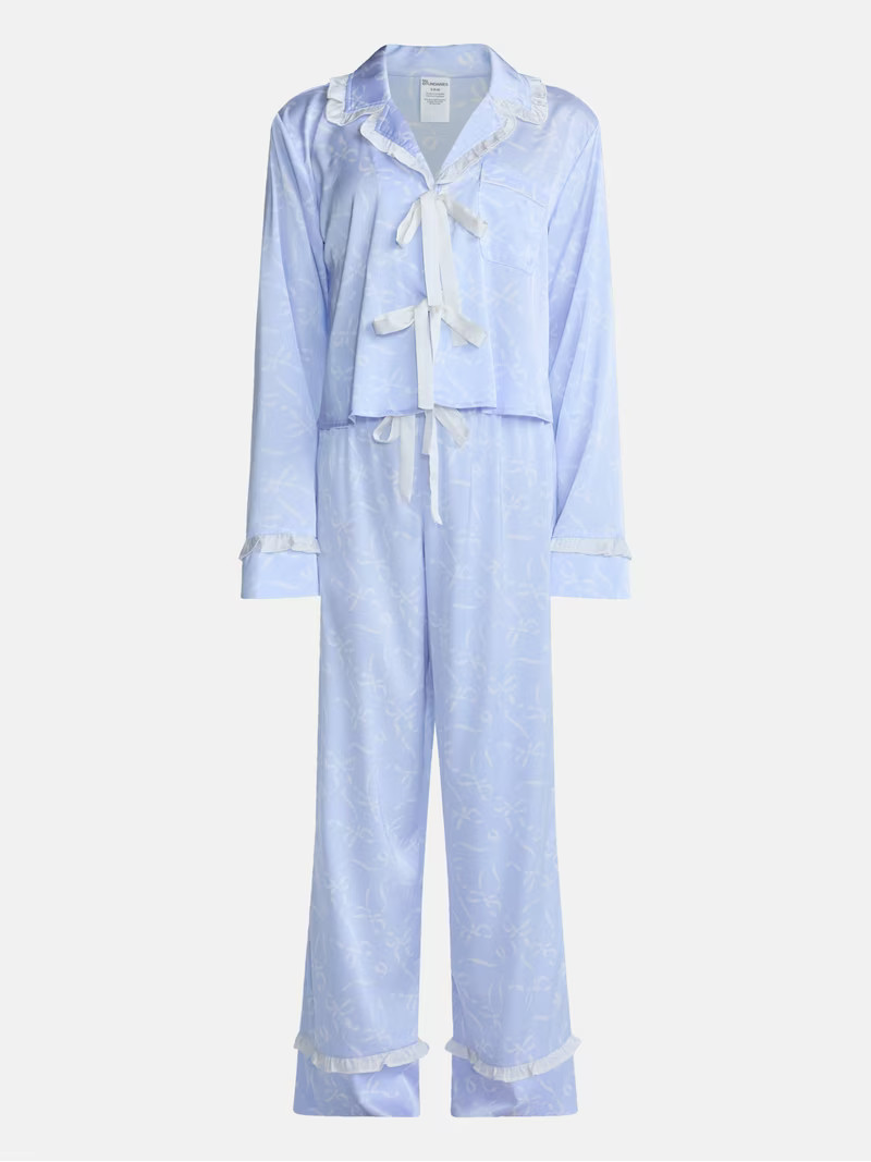 No Boundaries Holiday Satin Top and Pants Sleepwear Set, 2 Piece, Women's XS-XXL | Walmart (US)