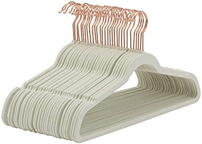 Amazon Basics Slim, Velvet, Non-Slip Suit Clothes Hangers, Ivory/Rose Gold - Pack of 30 | Amazon (CA)