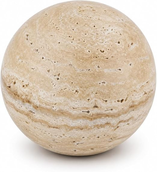 Natural Travertine Decorative Sphere, 4.72 Inch Stone Ball Decor, Hand-Polished Beige Orb Accent ... | Amazon (US)