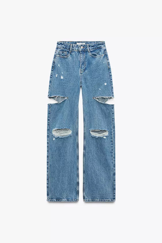 HIGH WAIST - STRAIGHT LEG High-waisted jeans with five pockets. Washed effect. Straight leg with ... | Zara US