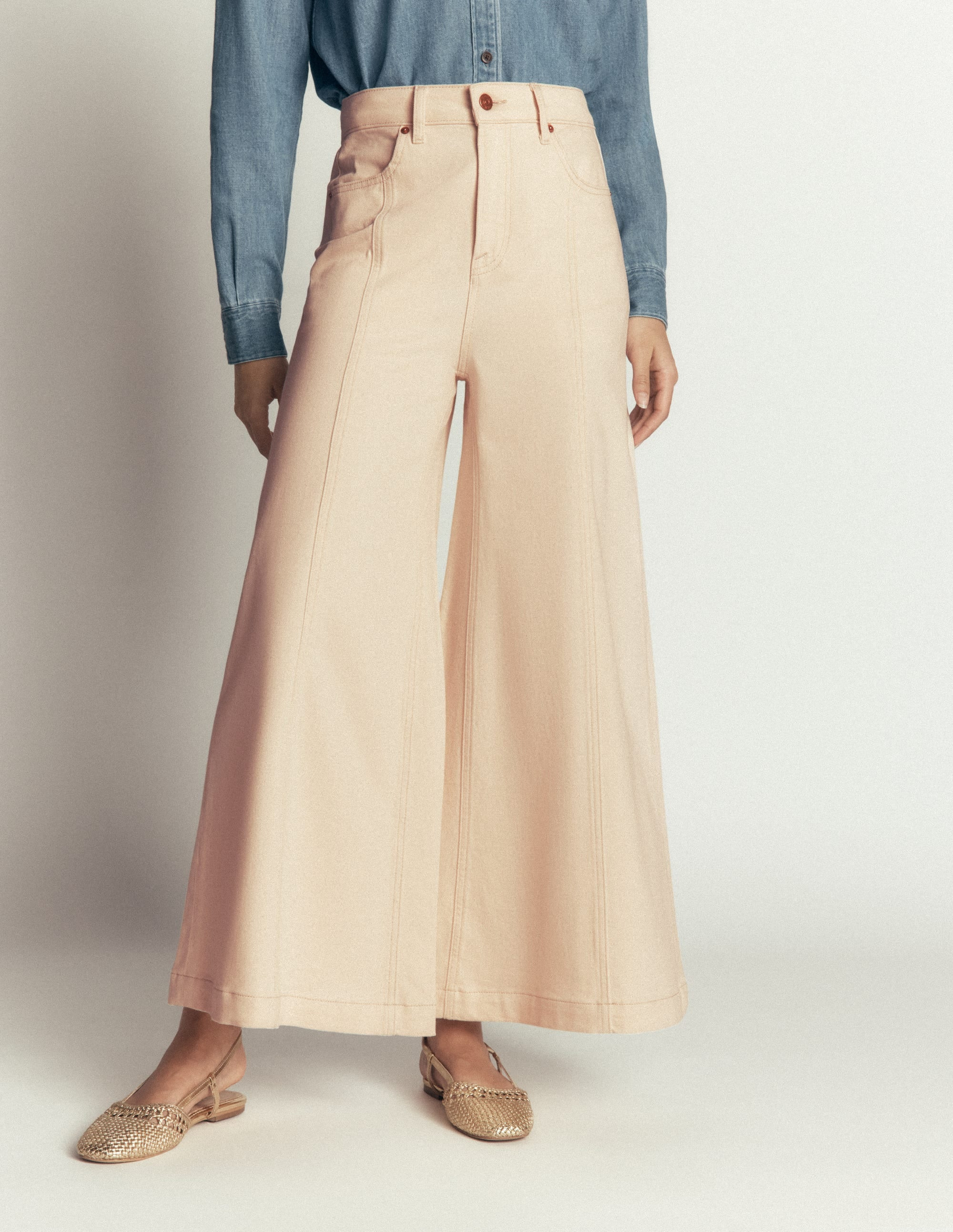 Wide Leg Culotte Jeans-Ecru | Boden (US)
