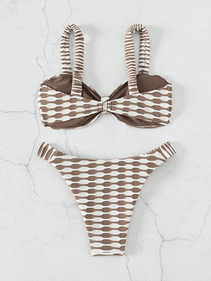 Allover Print Knot Front Bikini Swimsuit | SHEIN