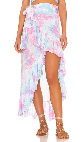 Tulip Wrap Skirt in Turquoise & Pink Smoke | Revolve Clothing (Global)