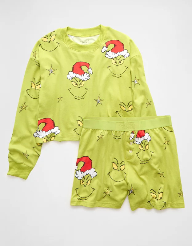 AE Grinch Plush PJ Set | American Eagle Outfitters (US & CA)