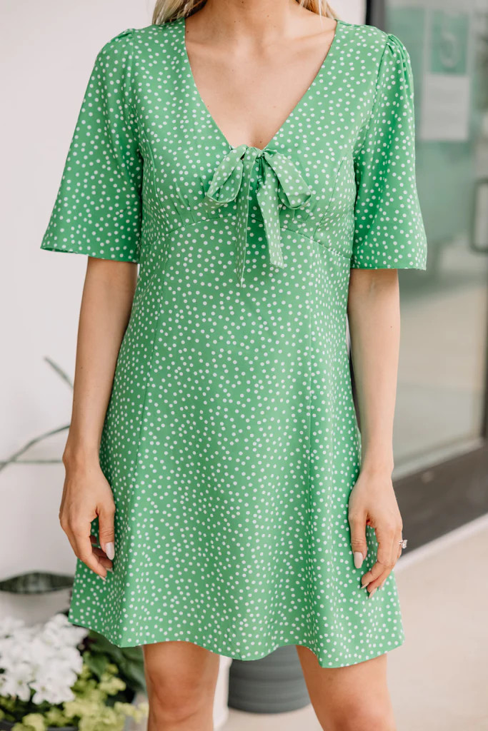 Stay With You Green Polka Dot Dress | The Mint Julep Boutique