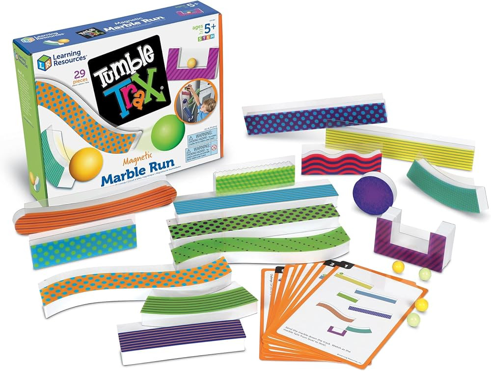 Learning Resources Tumble Trax Magnetic Marble Run, STEM Toy, 28 Piece Set, Ages 5+,Multi-color,5... | Amazon (US)