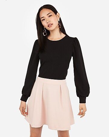 crew neck puff sleeve top | Express