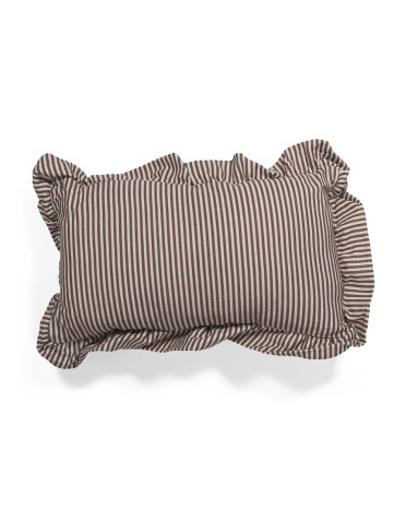 9x16 Pinstripe Ruffle Cotton Lumbar Pillow | TJ Maxx