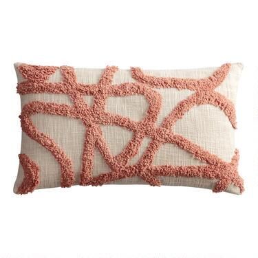 Coral Tufted Line Lumbar Pillow | World Market