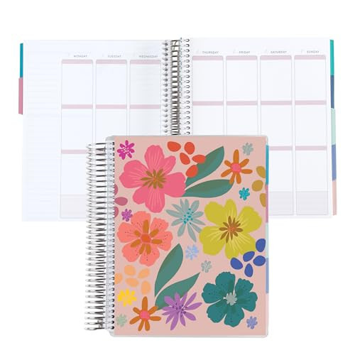 Erin Condren Amazon Exclusive Coiled Undated LifePlanner - Popping Petals Classic Cover, Platinum Coil | Amazon (US)