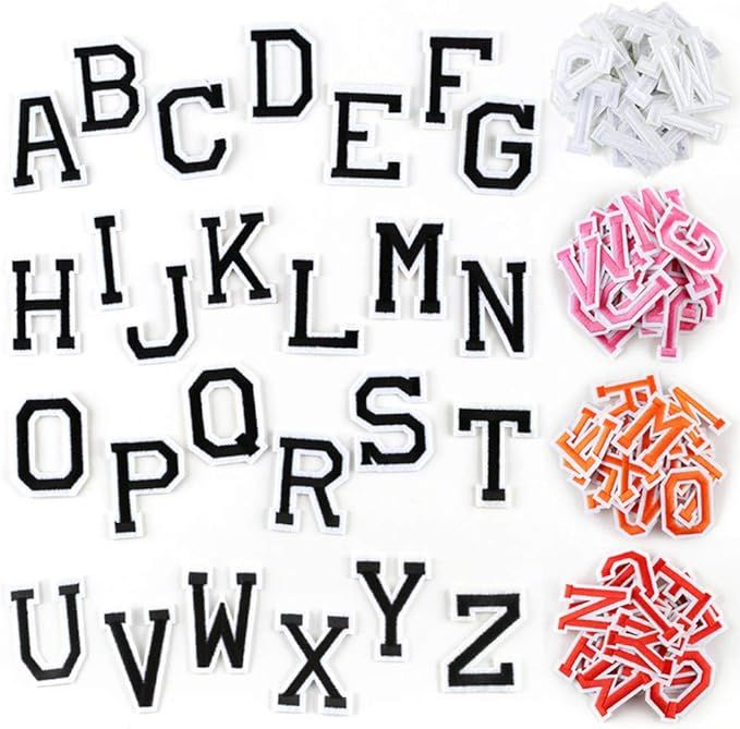 Letter Iron On Patches Sew On Appliques with Ironed Adhesive Black White Pink Red Orange Embroide... | Amazon (US)