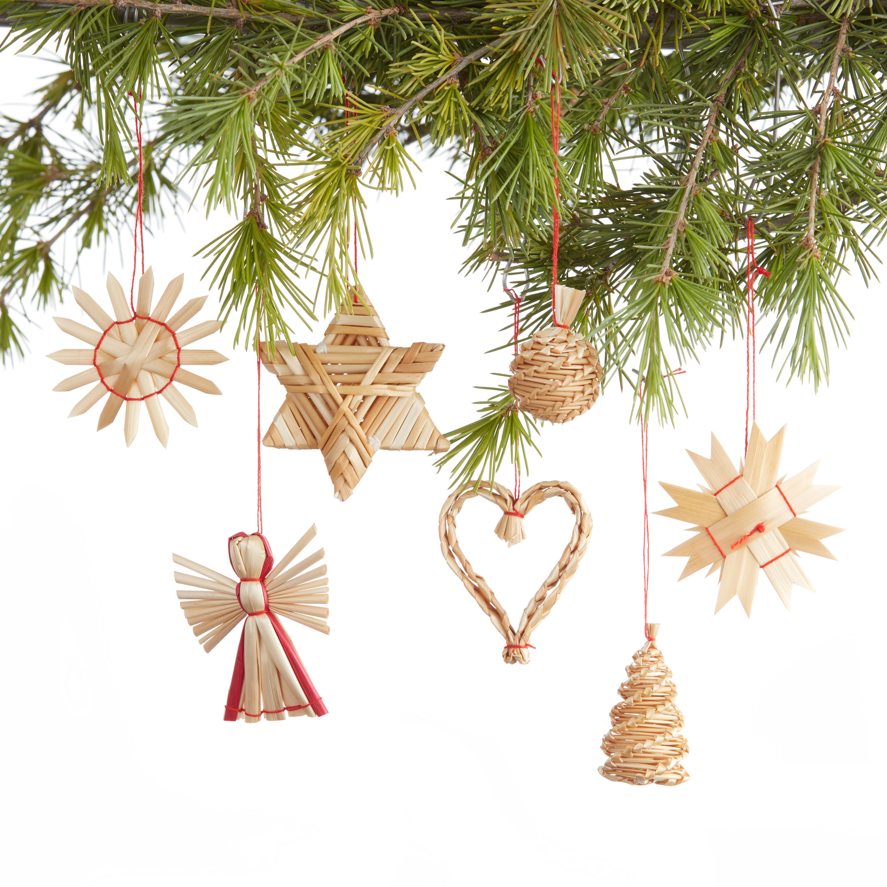Straw Winter Shapes Boxed Ornaments 36 Pack | World Market