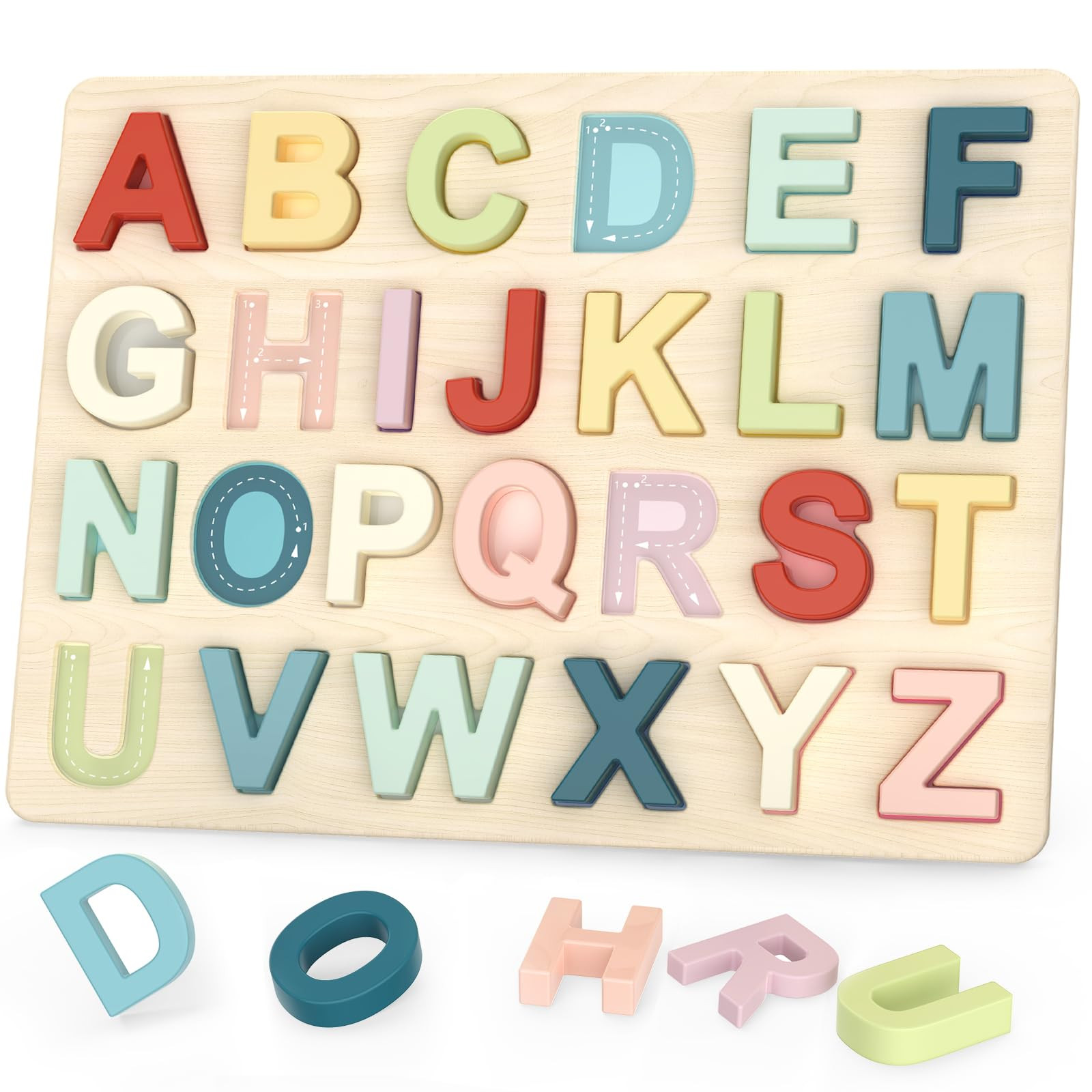 Alphabet Puzzles, ABC Preschool Learning Toys, Wooden Toys for Toddlers, Alphabet Shape Puzzles f... | Amazon (US)