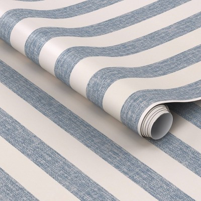 Classic Blue Stripe Textured Peel and Stick Wallpaper - Threshold™ | Target
