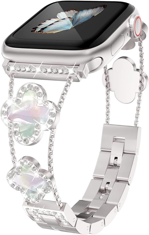 diamond metal band adds sparkle to your watch - Compatible with Apple Watch Series 8/7/6/5/4/3/2/... | Amazon (US)