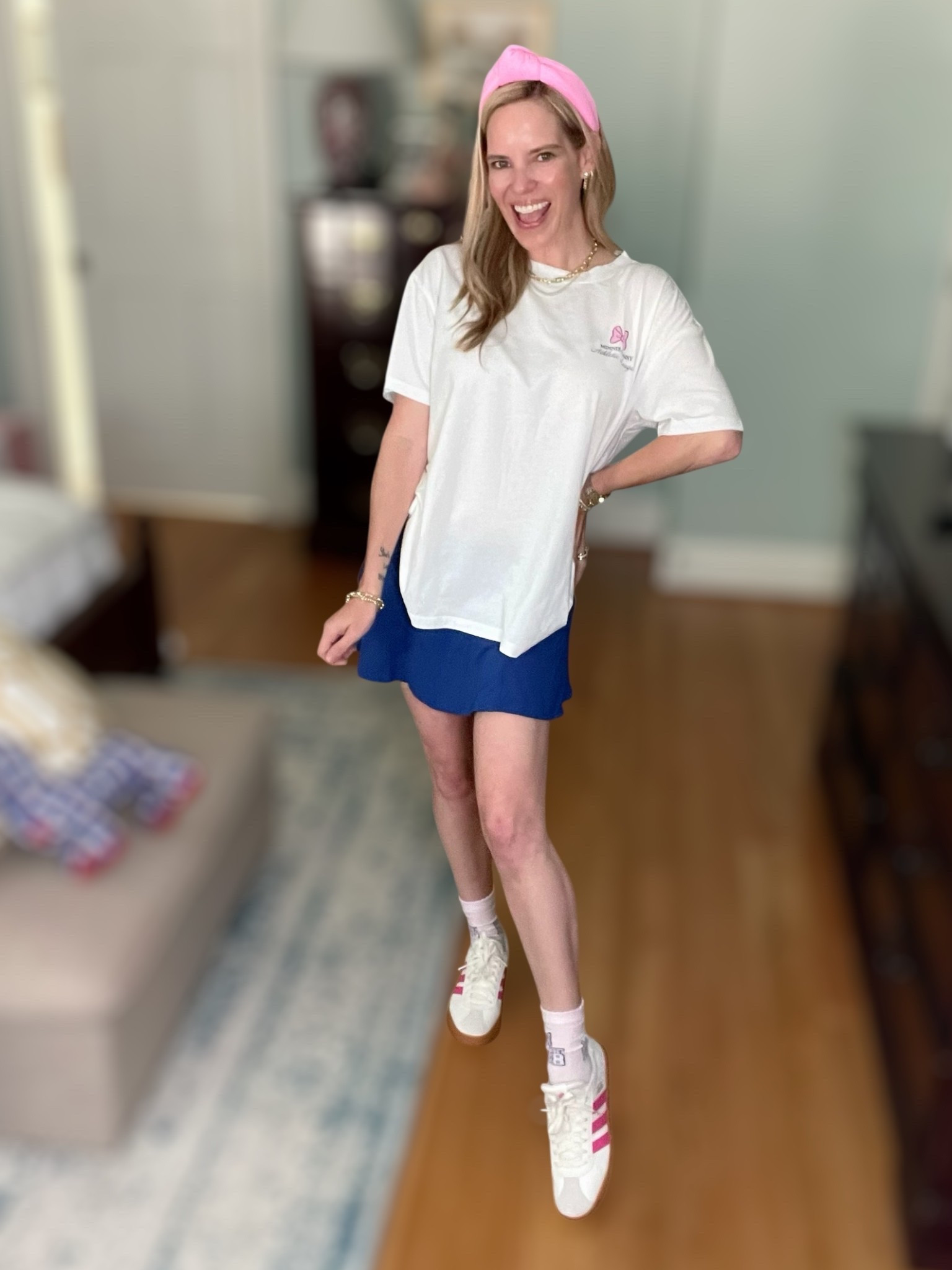 💗 Use code PREPPYREBEL for 10% off my Melinda Maria jewelry stack! #MelindaMariaPartner 💛💫

🎀 Sporty meets sweet with this adorable Minnie & Daisy graphic tee + retro sneaker moment! Whether you’re headed to the parks, running errands, or just channeling some nostalgic Disney vibes, this look is full of playful personality and comfy-cute details!

👕 Tee: Minnie & Daisy Athletic League graphic shirt from Target – oversized, lightweight, and full of vintage varsity charm 💖
🧦 Socks: Disney x Skinnydip Minnie Mouse crew socks – I couldn’t choose just one, so I styled both the pink “1928” pair and the white laureled Minnie!
👟 Sneakers: Adidas sneakers with pink stripes for that perfect pop 🎀
🎀 Headband: Pink knotted headband to tie in the Minnie theme 💗
💍 Jewelry: Layered Melinda Maria necklaces – Lil Frankie Chain + Not Your Basic Samantha Tennis Necklace in Blue Opal (code PREPPYREBEL saves you 10%!)

🩵 Skirt: Blue athletic skort adds a sporty twist – great for summer walks, tennis, or just twirling around 💃🏼

📸 A fun, easy everyday Disney-inspired outfit that’s as comfy as it is cute!

#PREPPYREBEL #MelindaMariaJewelry #DisneyStyle #MinnieAndDaisy #TargetStyle #LTKunder50 #AdidasStyle #LTKActivewear #SportyChic #LTKcasual #MinnieMouseStyle #LTKBackToSchool 🏸✨

#LTKShoeCrush #LTKTravel #LTKFindsUnder50