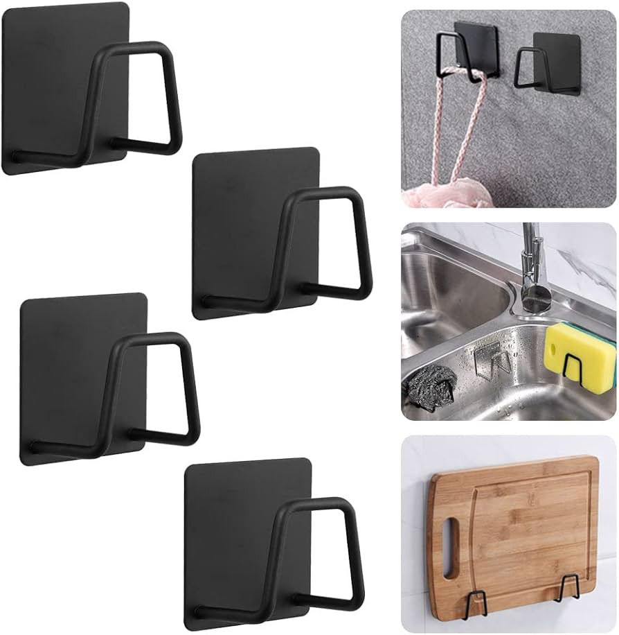 THATSRAD 4 Stück Schwammhalter Küche Klebend Schwamm Halter Klebeschwammhalter Schwarz Halterun... | Amazon (DE)
