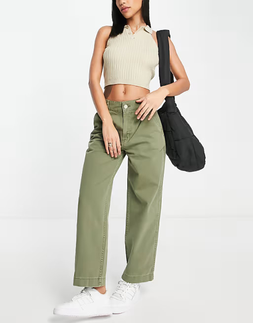 Pull&Bear dad cargo pants in khaki | ASOS (Global)