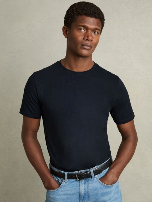Reiss Navy Bless Cotton Crew Neck T-Shirt | Reiss US