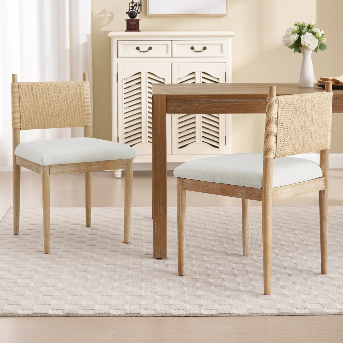 Modern Upholstered Dining Chairs With Backrest And Solid Wood Legs For Living Room/Dining Room (S... | Wayfair North America