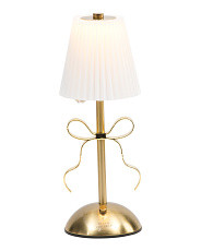 4.5x11 Fluted Lampshade Rechargeable Tabletop Lamp With Bow | Lighting | Marshalls | Marshalls