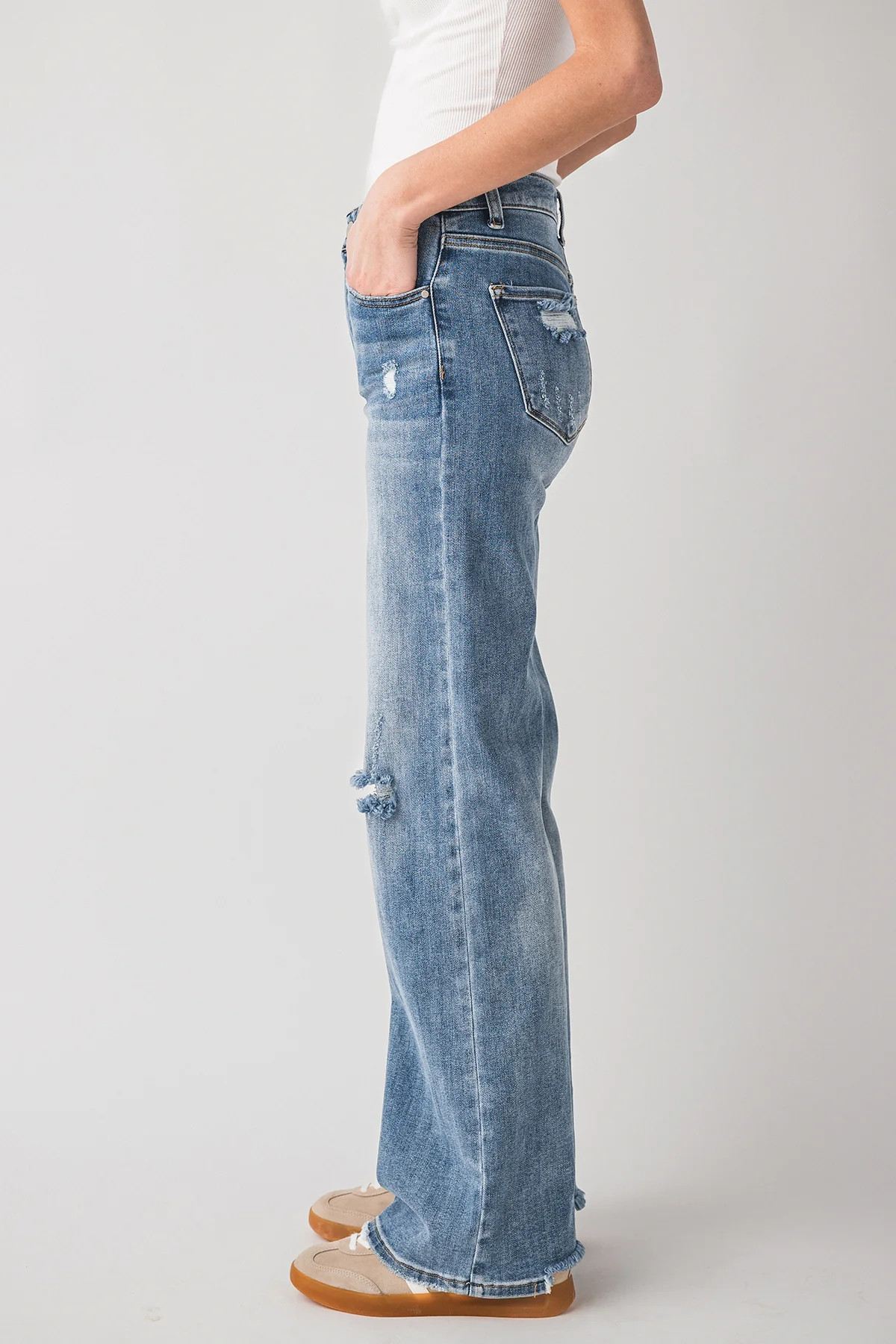 Risen Lexi High Rise Vintage Washed Wide Leg Jeans | Social Threads