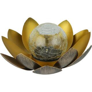 Gold Lotus Flower Solar LED Garden Light | The Home Depot