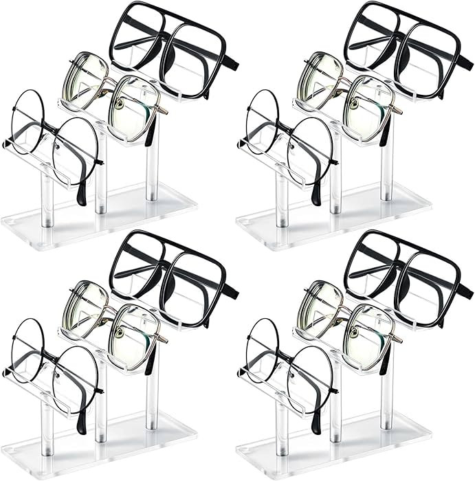 Sintuff 4 Pcs 3 Tier Acrylic Sunglass Display Stand Clear Eyeglasses Rack Sunglass Organizer Disp... | Amazon (US)