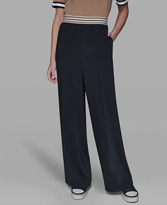 Women's Striped Wide Leg Pull-On Pants | Macy's