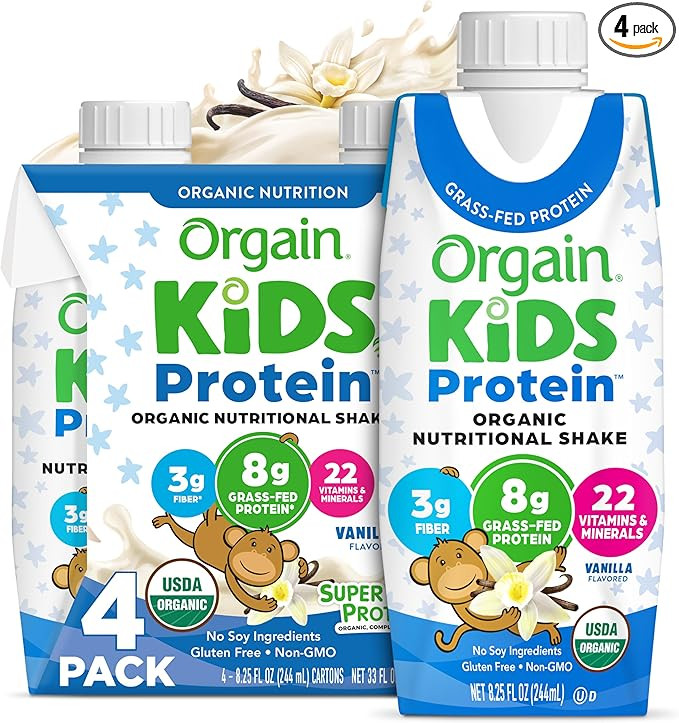 Orgain Organic Kids Protein Nutritional Shake, Vanilla - 8g of Protein, 22 Vitamins & Minerals, F... | Amazon (US)