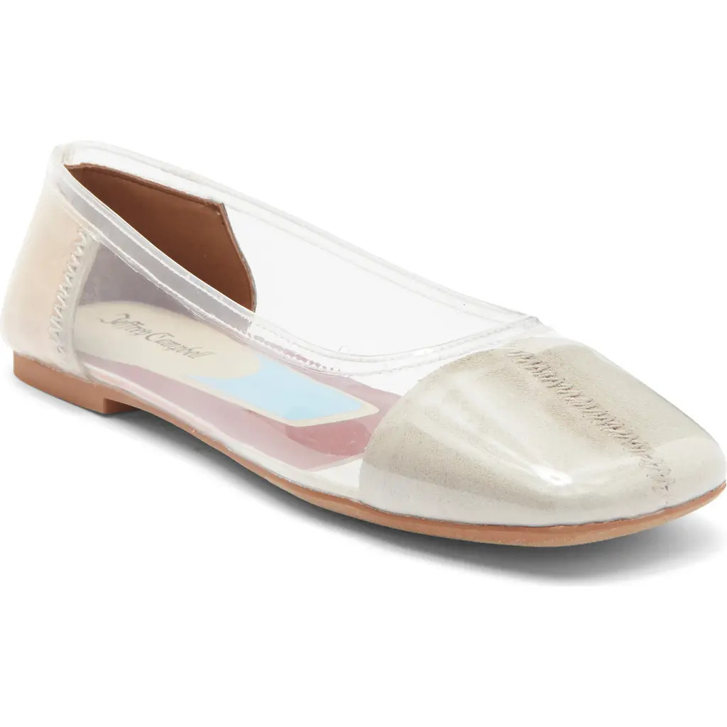 Jeffrey Campbell Perception Square Toe Flat in Clear Beige Combo at Nordstrom, Size 9.5 | Nordstrom