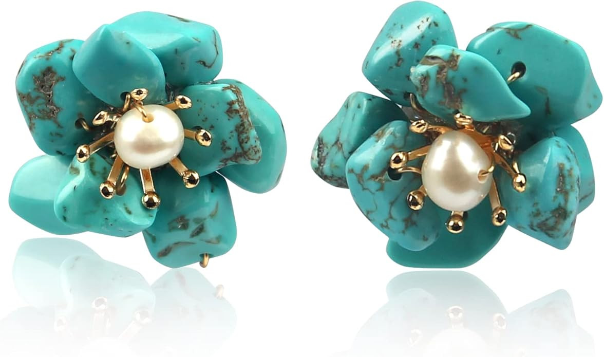 ELEXIS Green Real Jade Stud Earrings For Women Trendy Crystal Gemstone Betsey Johnson Unique Van ... | Amazon (US)