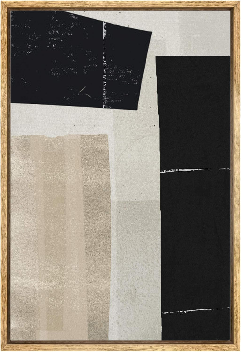 IDEA4WALL Framed Canvas Print Wall Art Black, White & Beige Color Blocks Abstract Shapes Illustra... | Amazon (US)