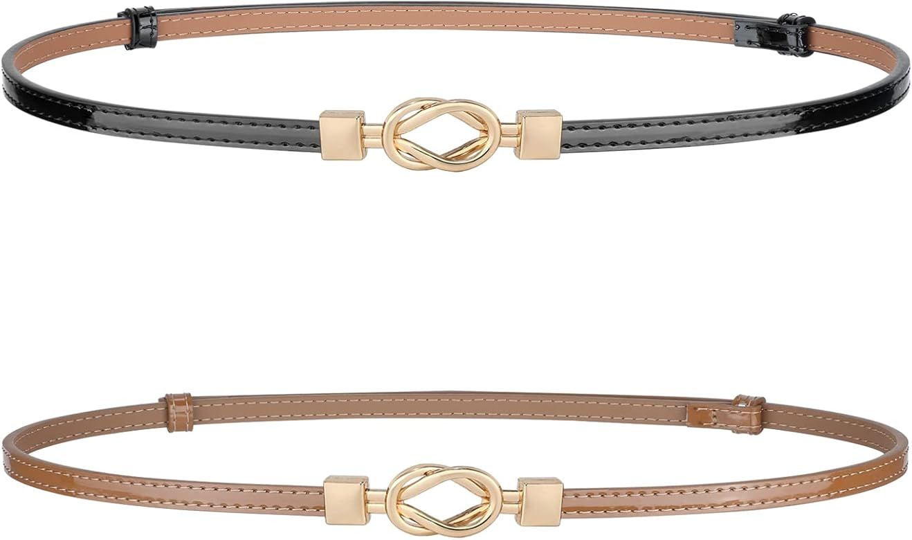 WHIPPY 4 Pack Women Skinny Leather Belt Adjustable Fashion Dress Belt Thin Waist Belts for Ladies... | Amazon (US)
