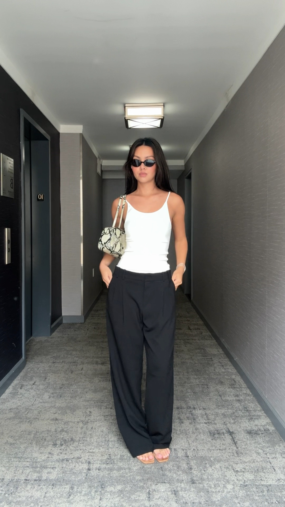 Pants are old Zara same cut as the ones I linked but different material! Wearing size small for tank and pants