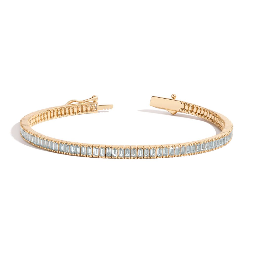 Lab Grown Aquamarine Baguette Tennis Bracelet | AUrate New York