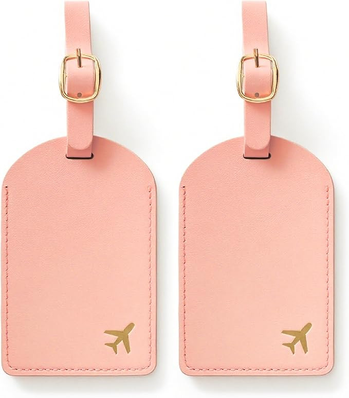 Luggage Tags for Suitcases,2 Pack PU Leather Privacy Protection Bag Tags Travel Accessories Essen... | Amazon (US)