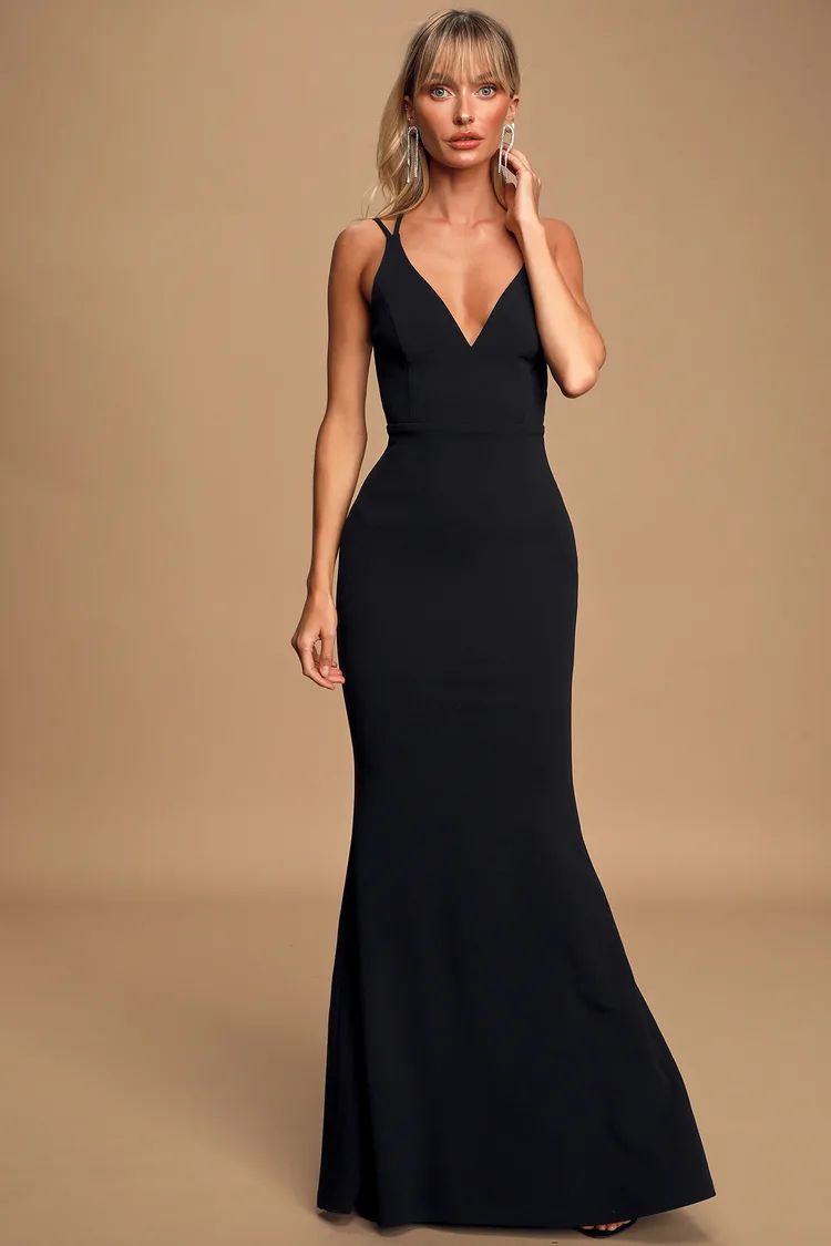All this Allure Black Strappy Backless Mermaid Maxi Dress | Lulus (US)
