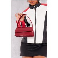 Red Patent Rectangular Handle Shoulder Bag | PrettyLittleThing US