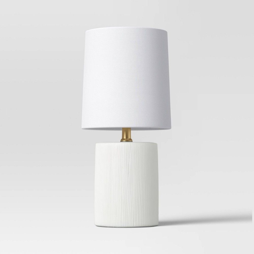 Textural Ceramic Mini Cylinder Shaped Table Lamp White (Includes LED Light Bulb) - Threshold | Target