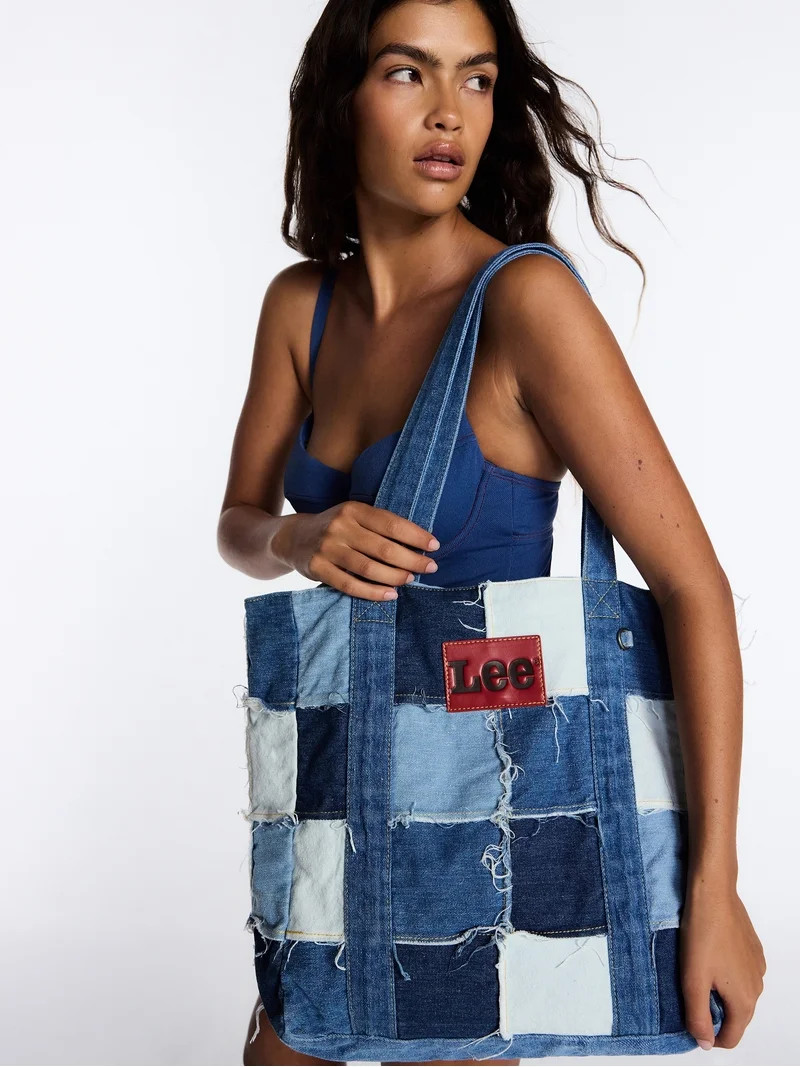 Kacey Lee Women's Denim Tote Bag, Denim Patchwork | Walmart (US)