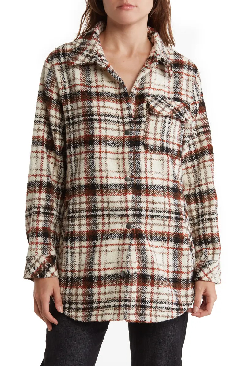COMO VINTAGE Plaid Single Pocket Boucle Shirt Jacket | Nordstromrack | Nordstrom Rack