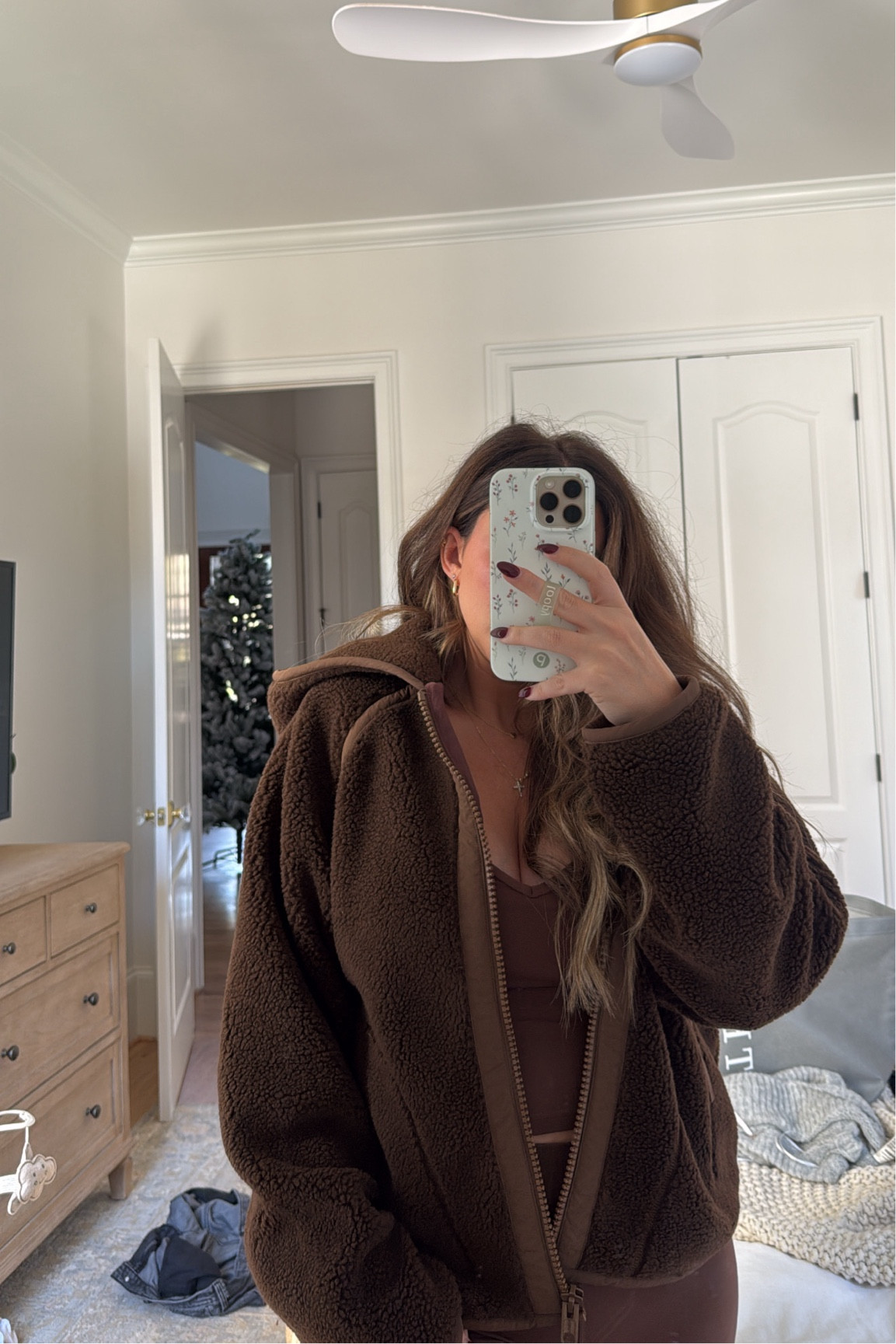 Fleece zip up with hoodie in chocolate brown! 

#LTKSeasonal #LTKActive