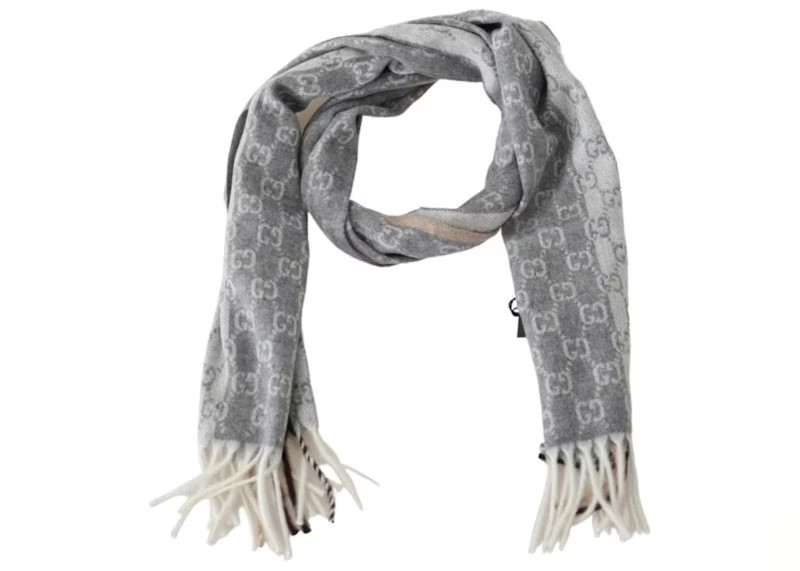 Gucci GG Logo Scarf in Pearl Gray | StockX