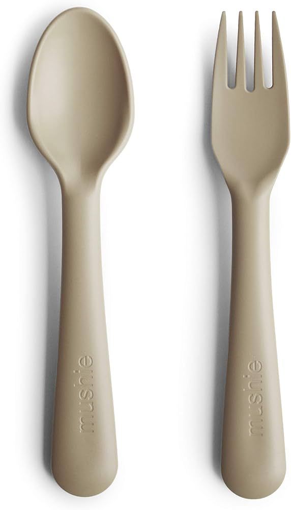 mushie Flatware Fork and Spoon Set for Kids | Made in Denmark (Vanilla) | Amazon (US)