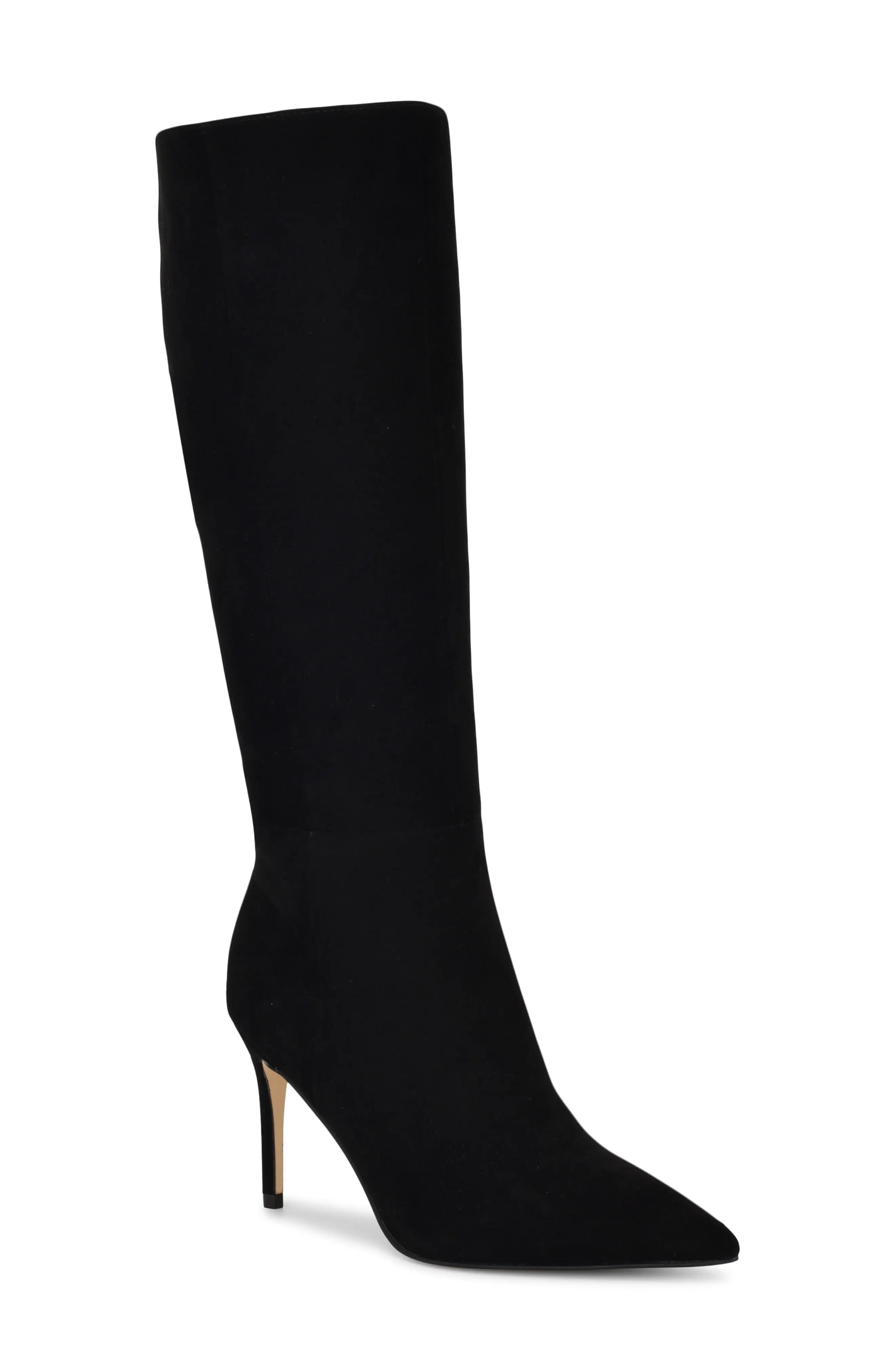 Nine West Cook Pointed Toe Knee High Boot in Black at Nordstrom, Size 11 Wide Calf | Nordstrom