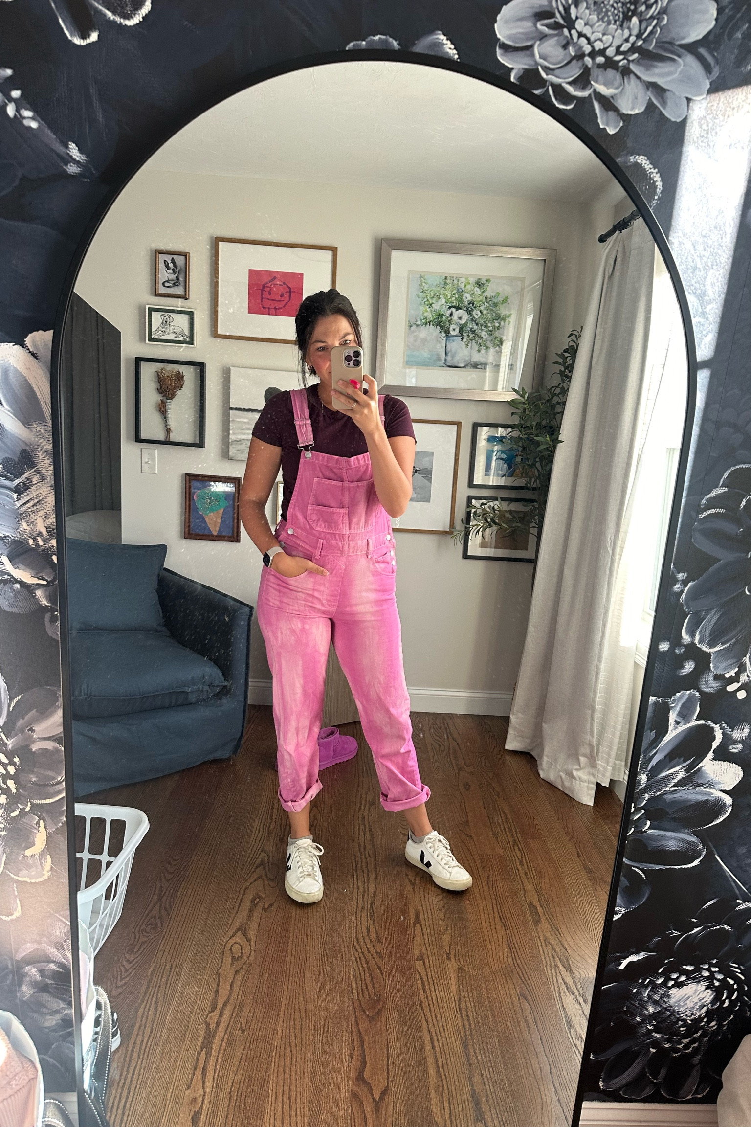 A fun POP of color. Love these free people overalls for fall. 